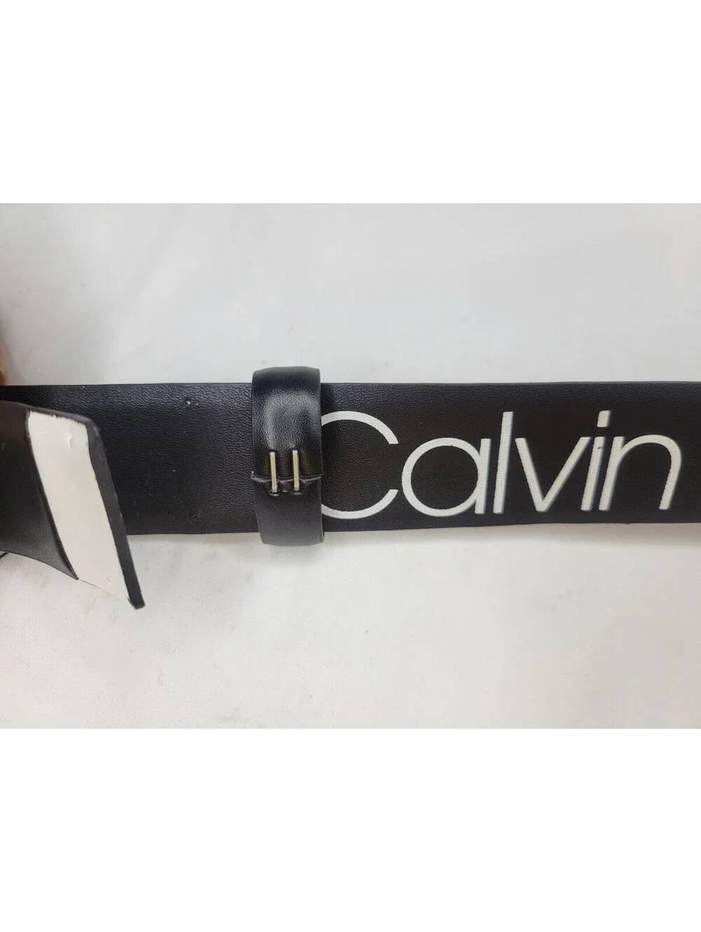 Calvin Klein Womens Black Leather Pant Belt Double Loop Sz Small **SEE DETAILS**
